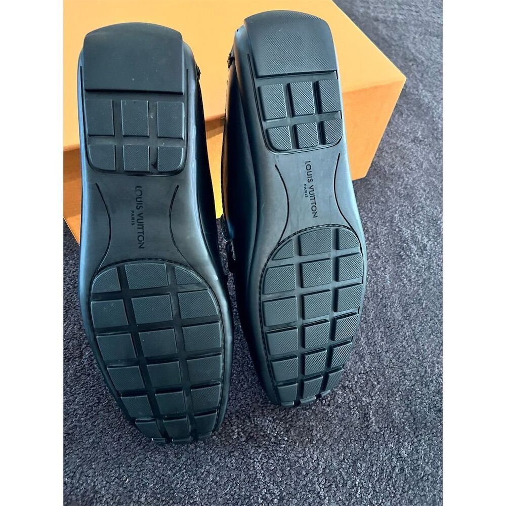 Louis Vuitton Men's Black Leather Loafers Size 10.5 Slip-On Casual Shoes - Picture 6 of 6